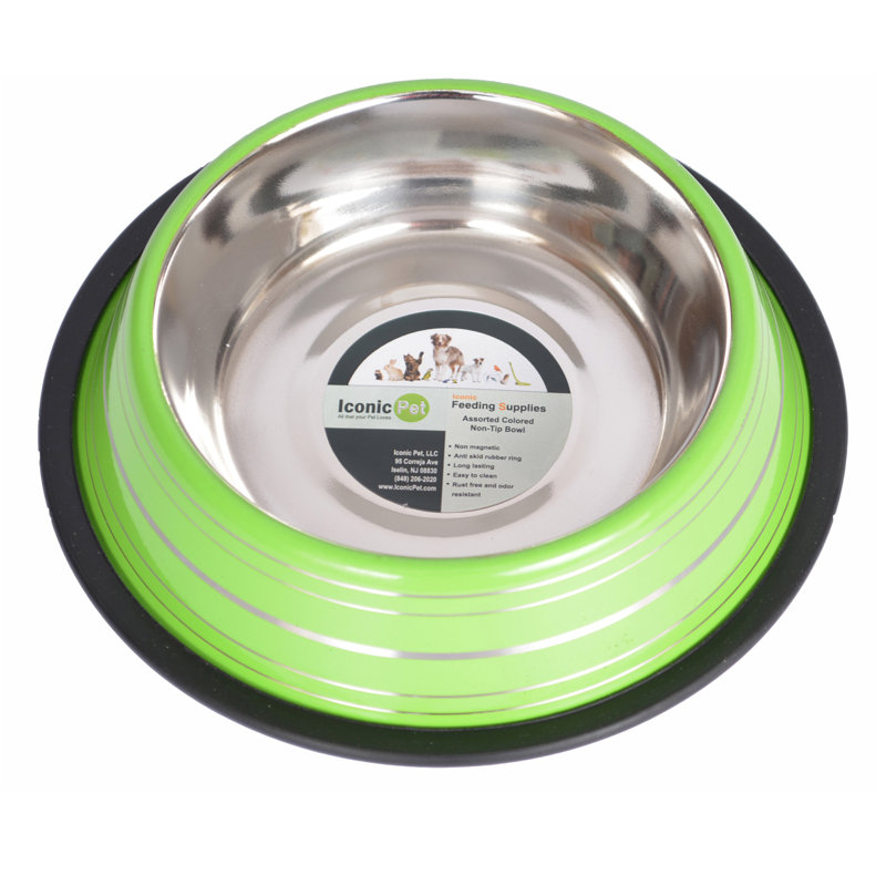 Green Stainless Steel Non-Skid Pet Bowl, 16 Oz