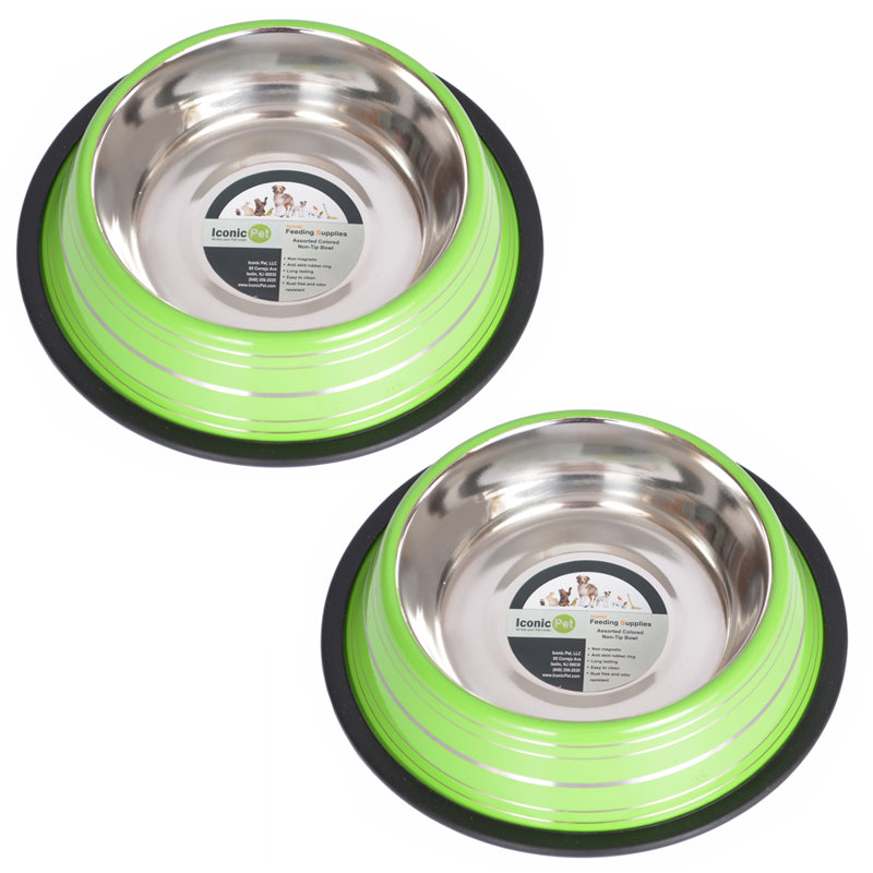 Green Stainless Steel Non-Skid Pet Bowl, 16 Oz