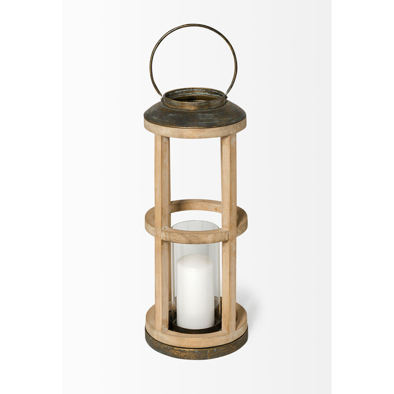 Bella Rustic Black Wood & Metal Oversized Hanging Candle Lantern