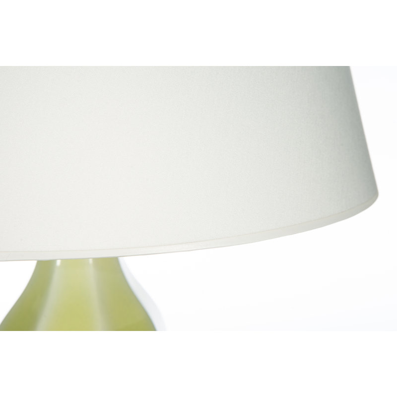 Verde/Gold Solid Brass Table Lamp with Cream Cotton Shade