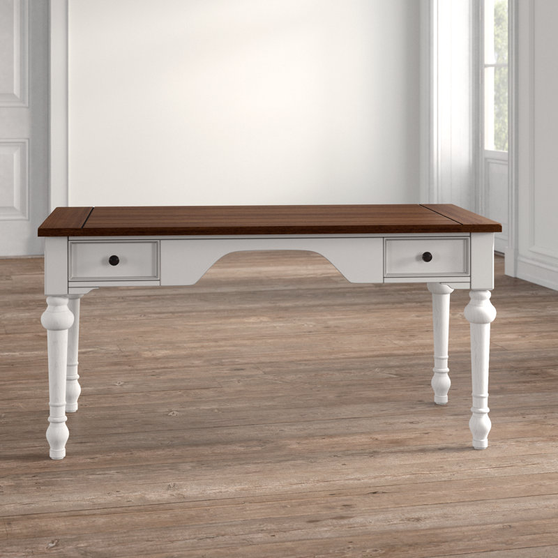 Durham 60'' Traditional White and Cherry Home Office Desk with Drawers