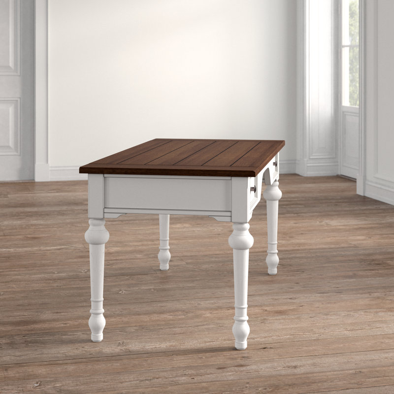 Durham 60'' Traditional White and Cherry Home Office Desk with Drawers