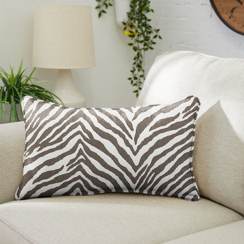 Sunbrella Gray Zebra Print Indoor/Outdoor Lumbar Pillow Set