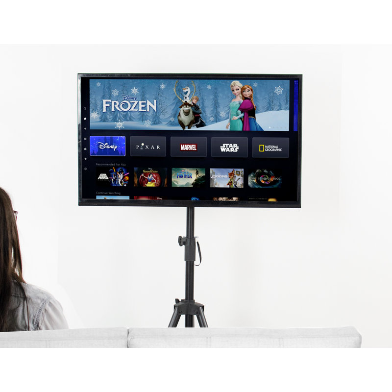 Adjustable Black Steel TV Stand 32"-55" with Tripod Design