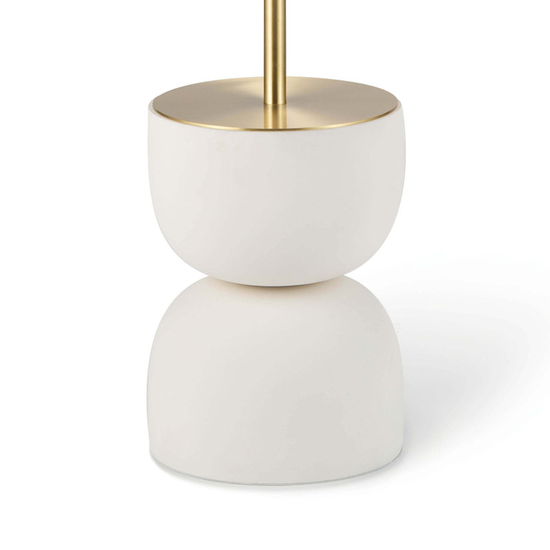 Adjustable White Linen Shade Floor Lamp with Polished Brass