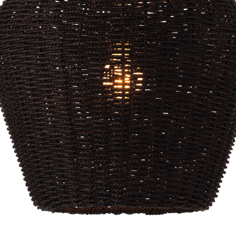 Black Rattan Modern Pendant Light with Brass Accents