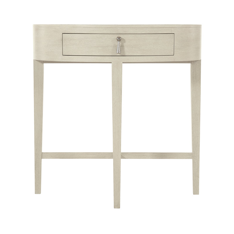 Cream Oval Transitional Nightstand with 1 Drawer