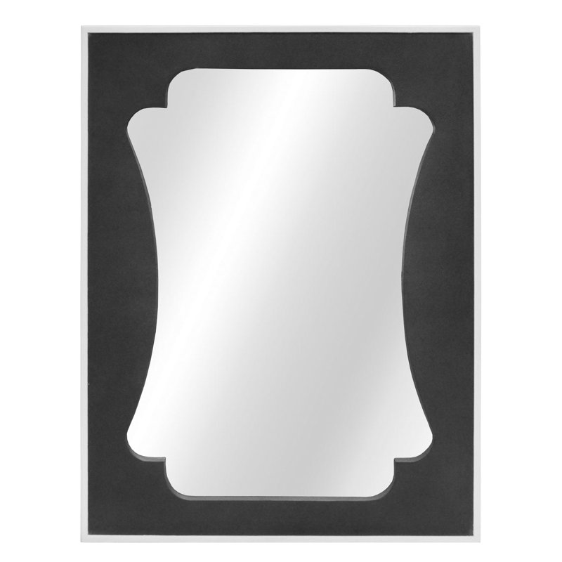 Elegant Vista 30x40 Wood Frame Mirror with Silver and Gold Accents