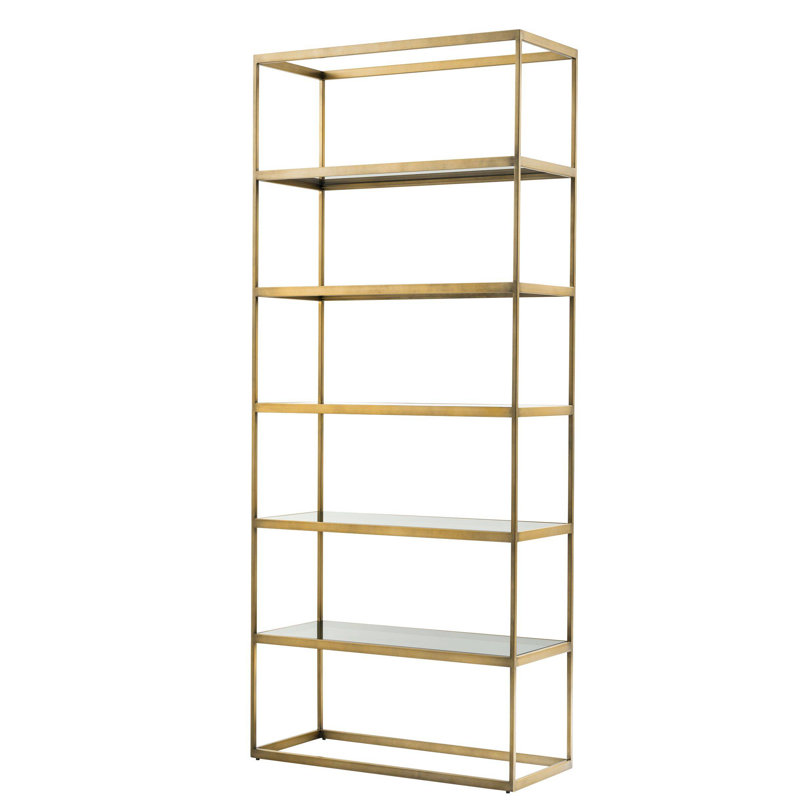 Brushed Brass and Glass 5-Tier Etagere Bookcase