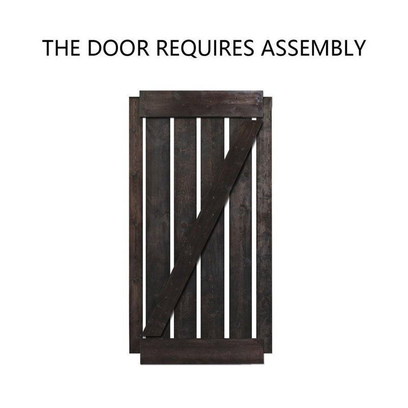 Dark Coffee Solid Pine 84'' Barn Door with Hardware Kit