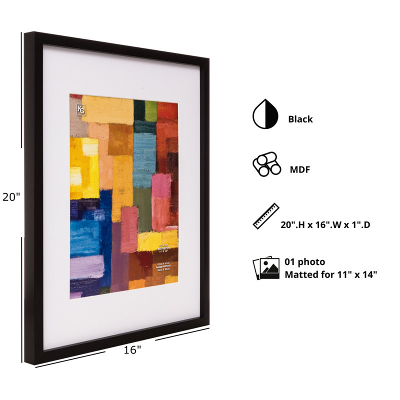 Classic Black Wood Gallery Picture Frame with White Matting