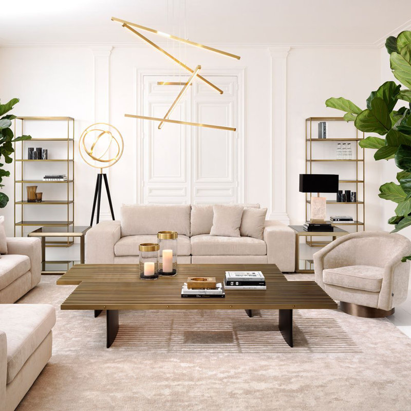 Brushed Brass and Glass 5-Tier Etagere Bookcase