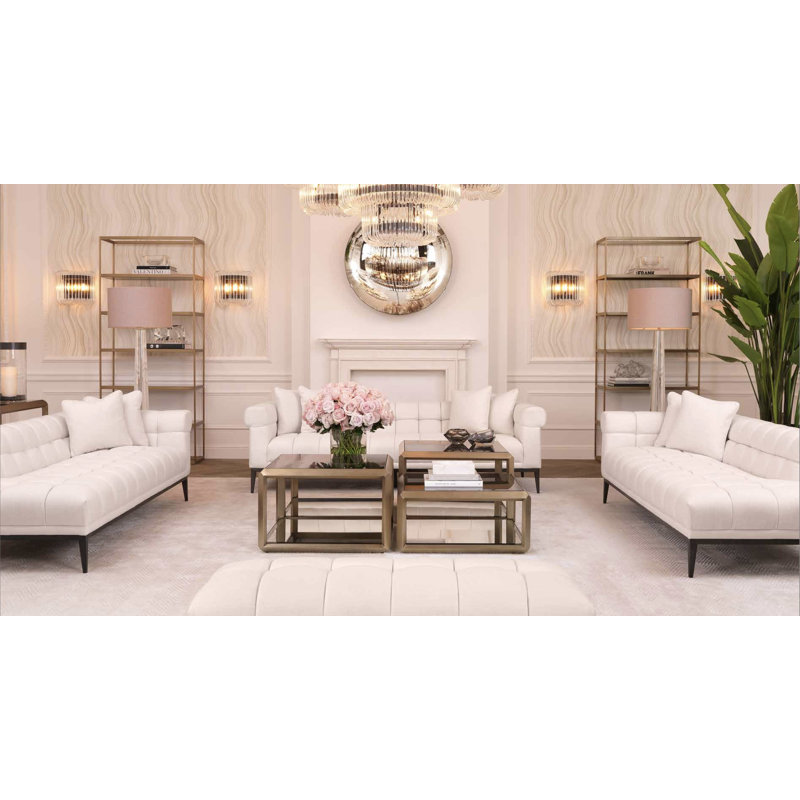 Brushed Brass and Glass 5-Tier Etagere Bookcase