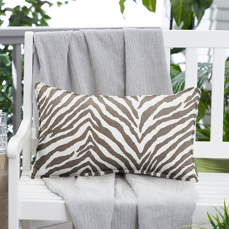 Sunbrella Gray Zebra Print Indoor/Outdoor Lumbar Pillow Set