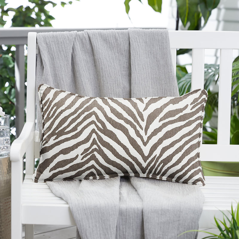 Sunbrella Gray Zebra Print Indoor/Outdoor Lumbar Pillow Set