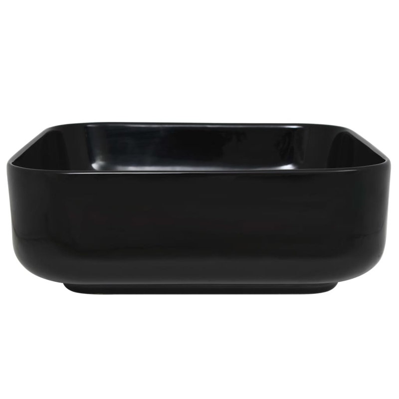 Square Black Ceramic Bathroom Basin 15"x15"x5.3"
