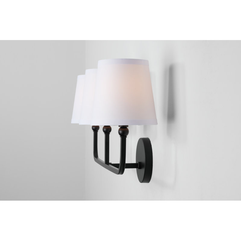 Matte Black 3-Light Dimmable Vanity Light with White Shades
