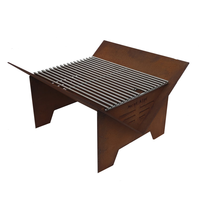 Rustic Steel Portable Wood Burning Fire Pit with Grill