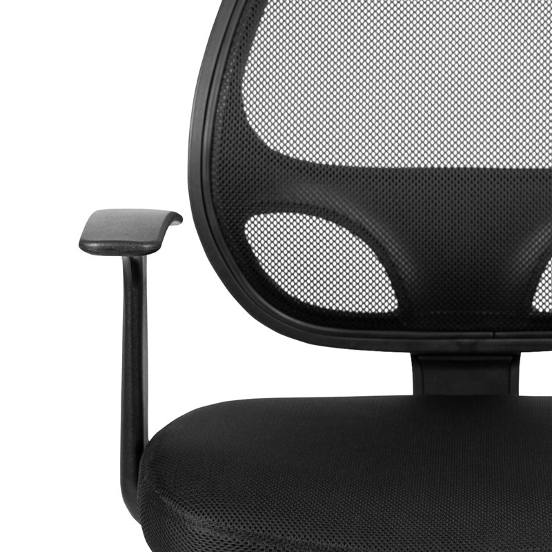 ErgoComfort Swivel Mid-Back Mesh Task Chair with Fixed Arms, Black