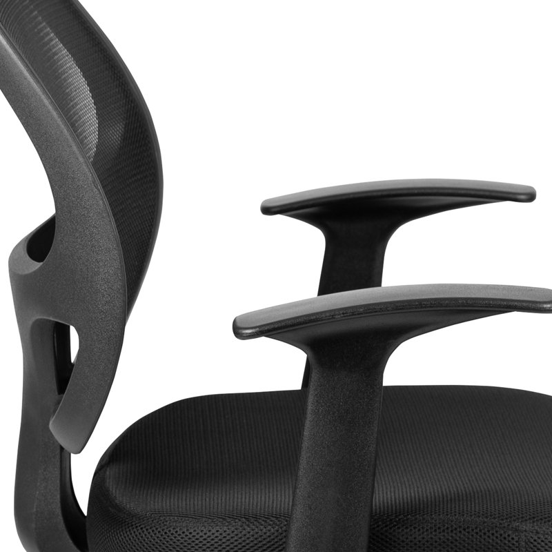 ErgoComfort Swivel Mid-Back Mesh Task Chair with Fixed Arms, Black