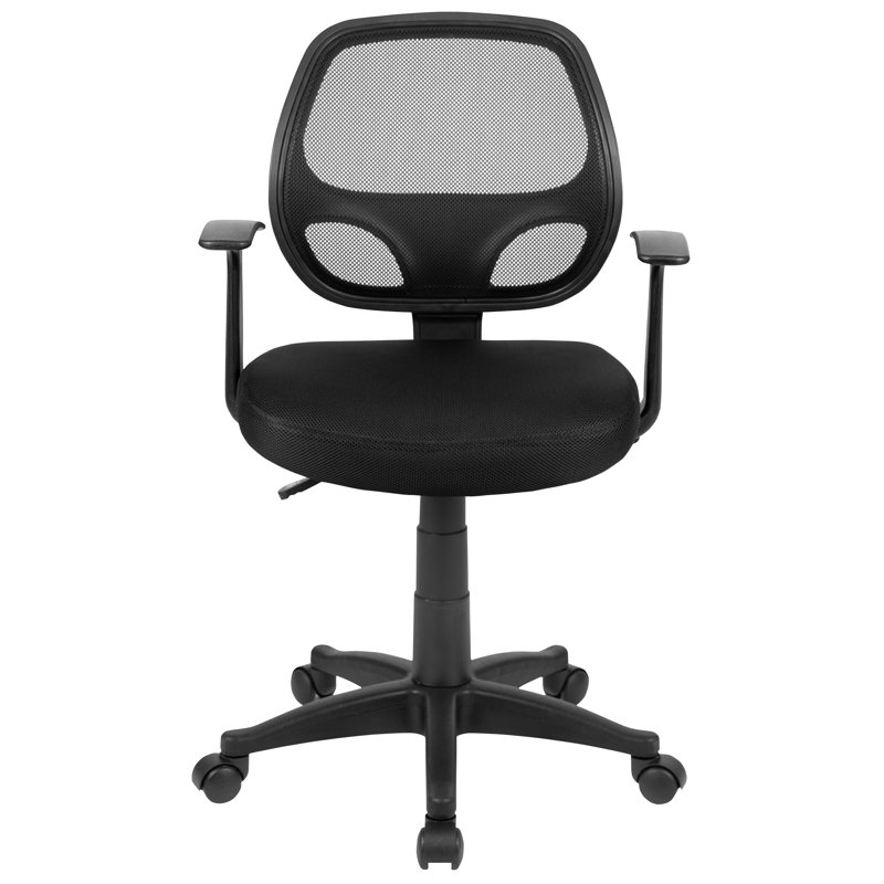 ErgoComfort Swivel Mid-Back Mesh Task Chair with Fixed Arms, Black