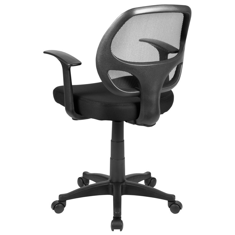 ErgoComfort Swivel Mid-Back Mesh Task Chair with Fixed Arms, Black