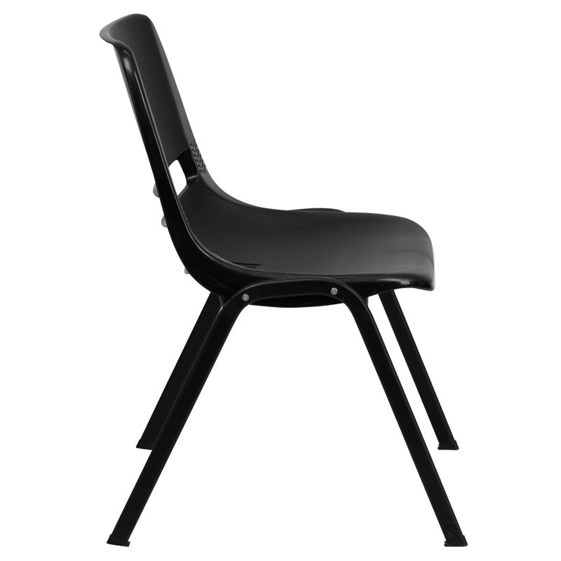 Black Metal Armless Stacking Classroom Chair