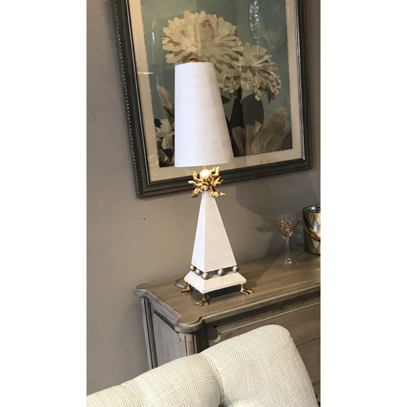 Leda 32" Weathered Brown and Gold Leaf Table Lamp