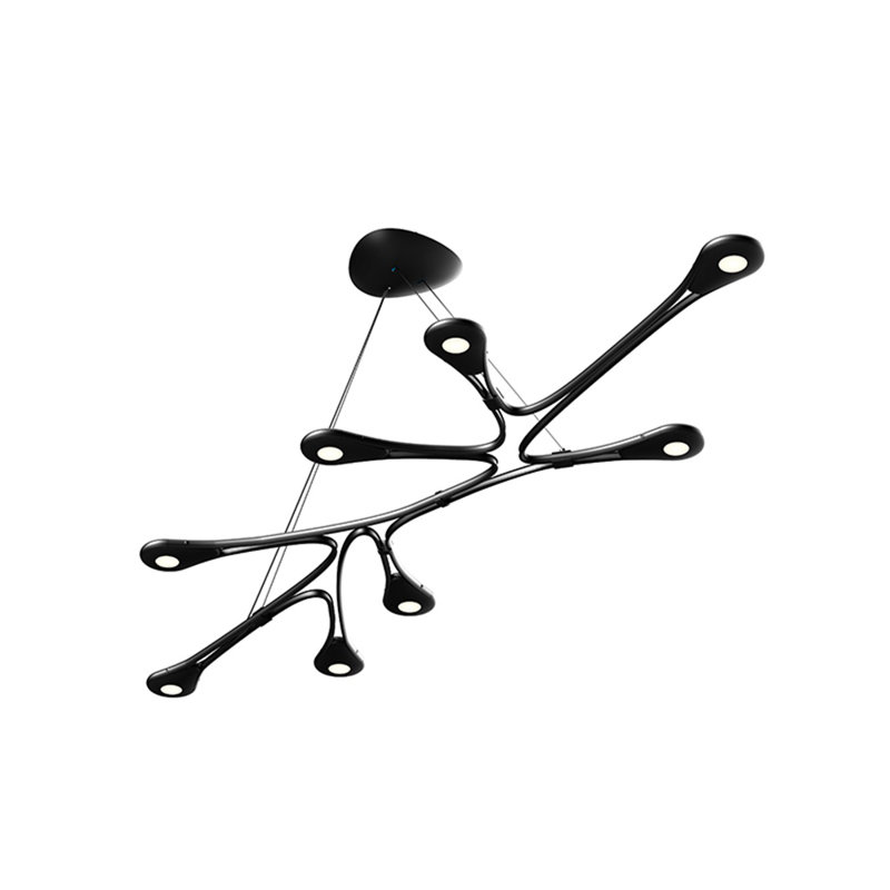 Satin Black Abstraction Linear LED Island Pendant, 54" Length