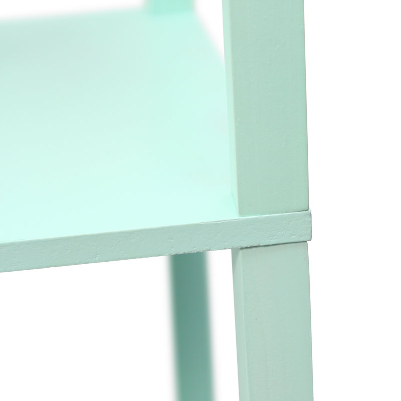 Aqua Transitional Floor Lamp with Linen Shade and Storage Shelf