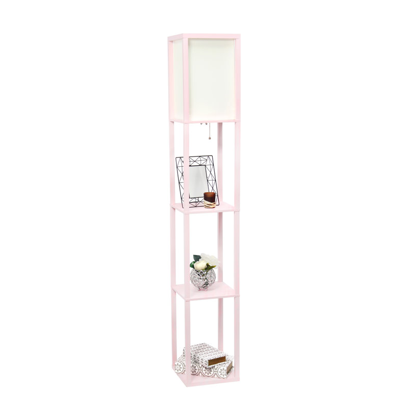 Elegant Light Pink Floor Lamp with Integrated Shelving