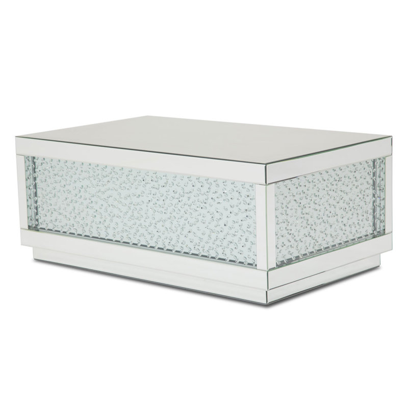 Contemporary Montreal 48" Silver Mirrored Wood Coffee Table