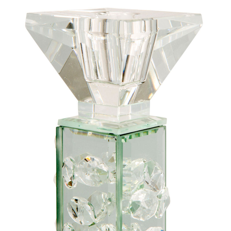 Montreal 21.75'' Slender Mirrored Glass Tabletop Candlestick