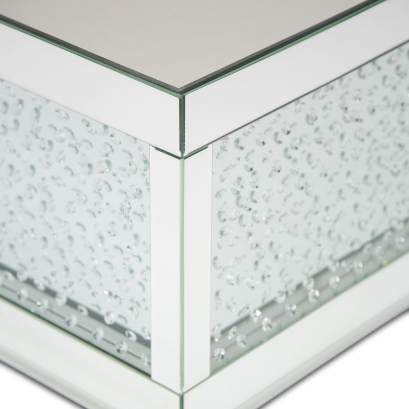 Contemporary Montreal 48" Silver Mirrored Wood Coffee Table