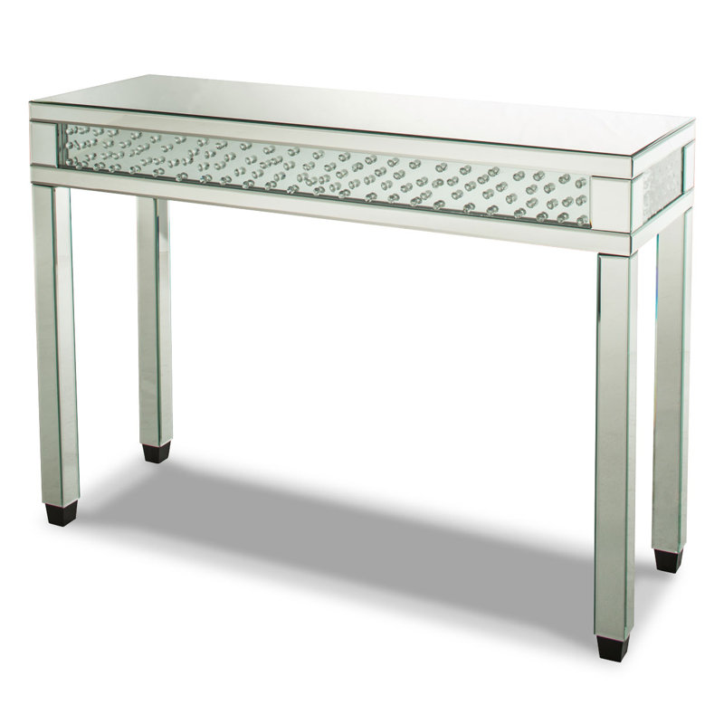 Montreal 48.25'' Silver Mirrored Rectangular Console Table with Crystal Accents
