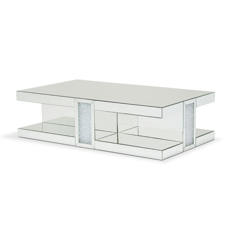 Rectangular Silver Mirrored Glass Coffee Table