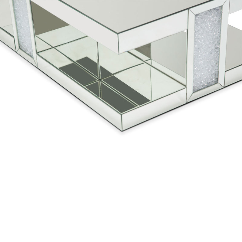 Rectangular Silver Mirrored Glass Coffee Table