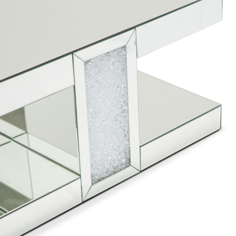 Rectangular Silver Mirrored Glass Coffee Table