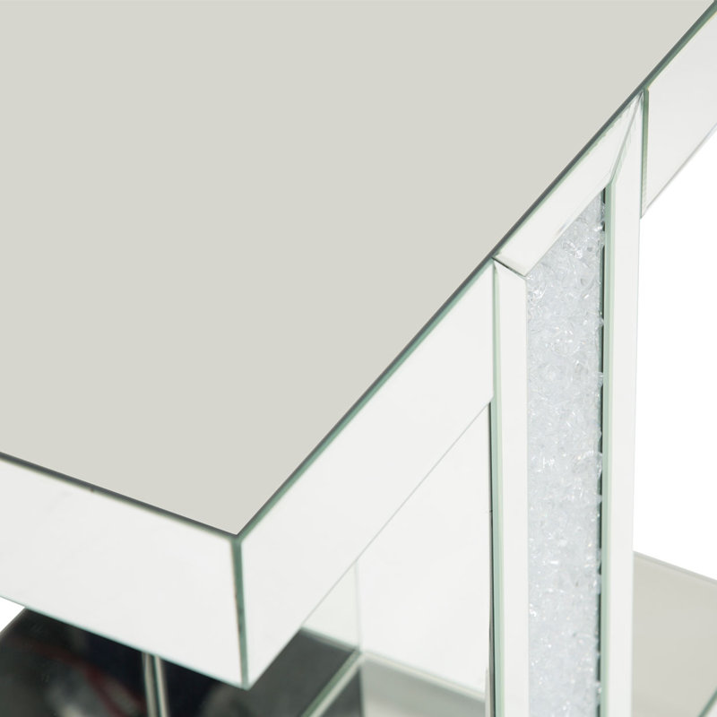 Montreal 23'' Contemporary Mirrored Square End Table with Glass Crystals