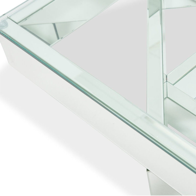 Montreal Mirrored Glass Square Coffee Table in Silver