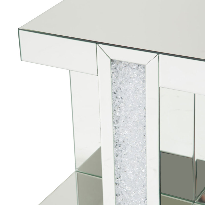 Montreal 23'' Contemporary Mirrored Square End Table with Glass Crystals
