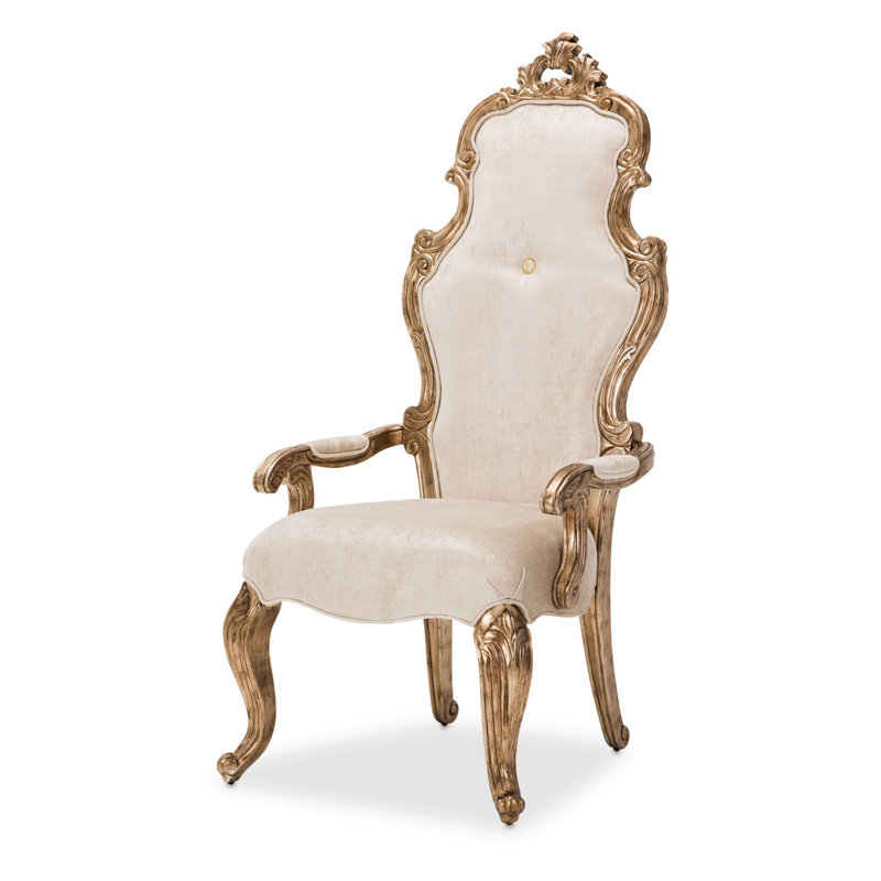 Transitional High Back Task Chair in Beige Leather and Wood