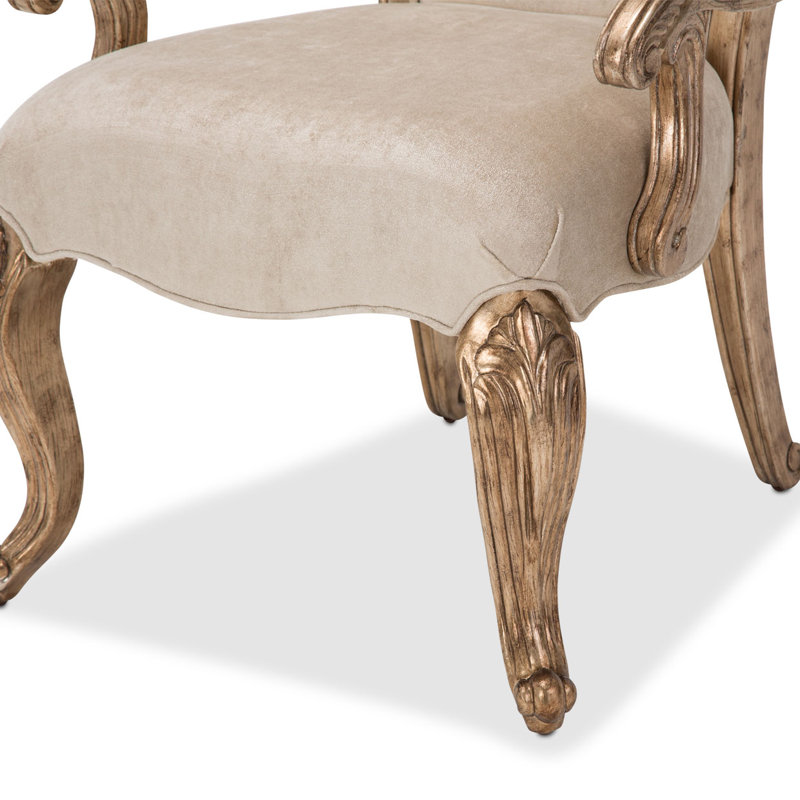 Transitional High Back Task Chair in Beige Leather and Wood