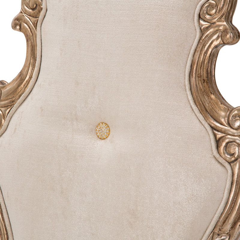 Transitional High Back Task Chair in Beige Leather and Wood