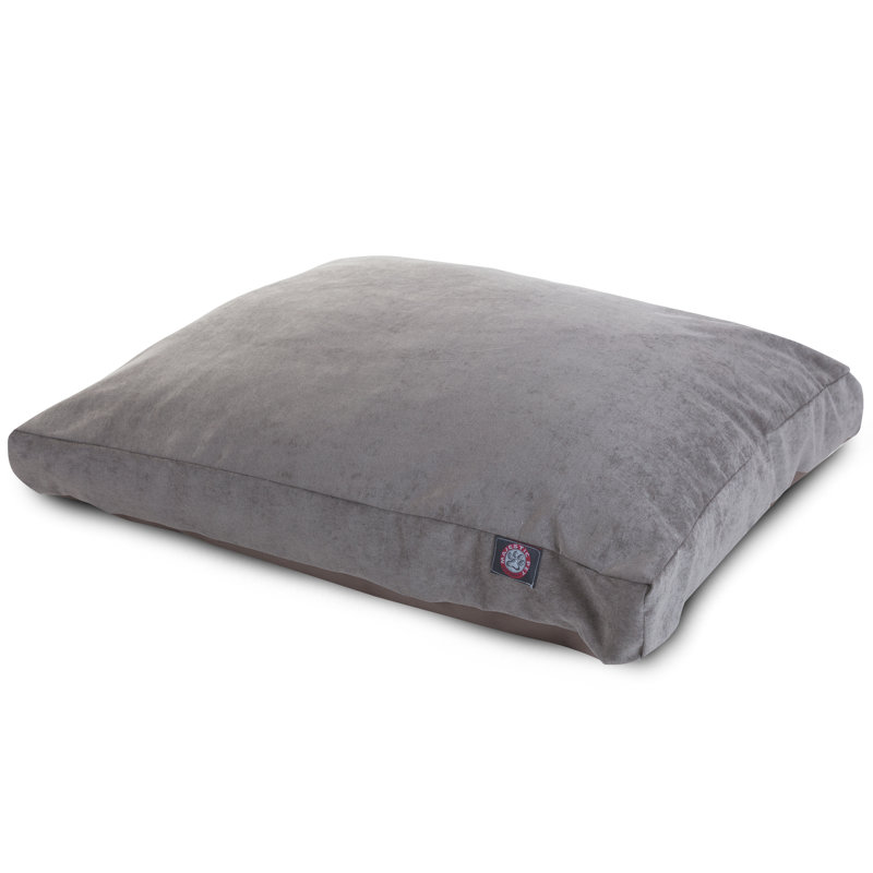 Vintage Gray Velvet Medium Rectangle Pet Bed