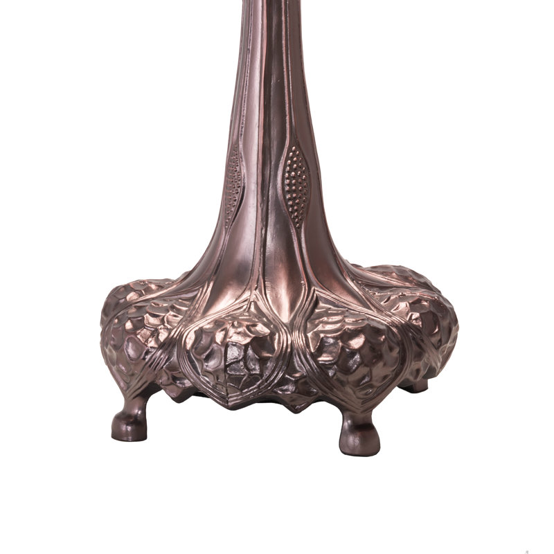 Mahogany Bronze 3-Light Desk Lamp with Ruby Stained Glass Shade