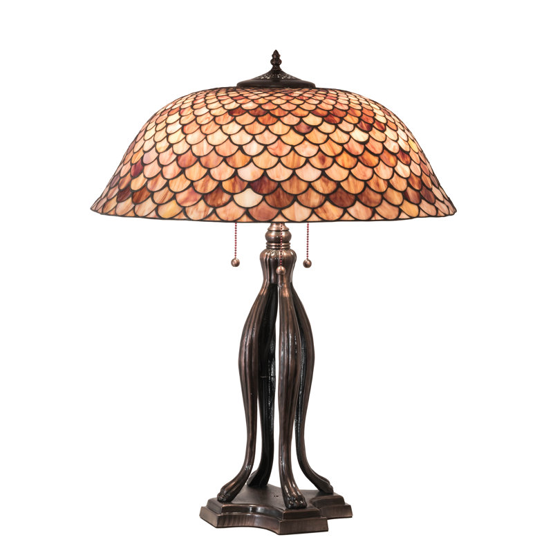 Mahogany Bronze 30" Tiffany Fishscale Table Lamp
