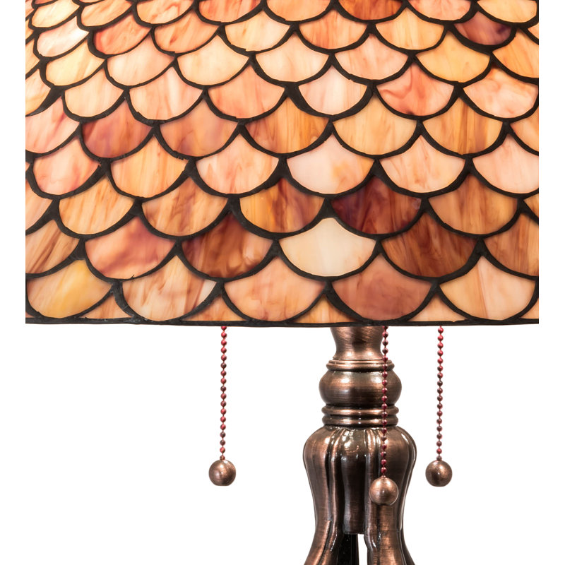 Mahogany Bronze 30" Tiffany Fishscale Table Lamp
