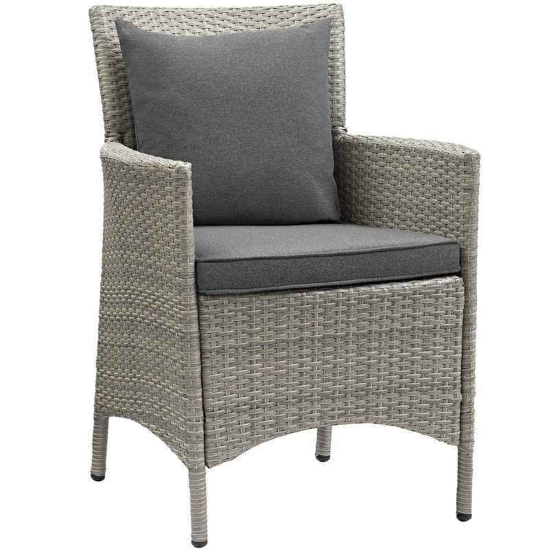 Conduit 49" Light Gray & White Outdoor Wicker Rattan Dining Armchair