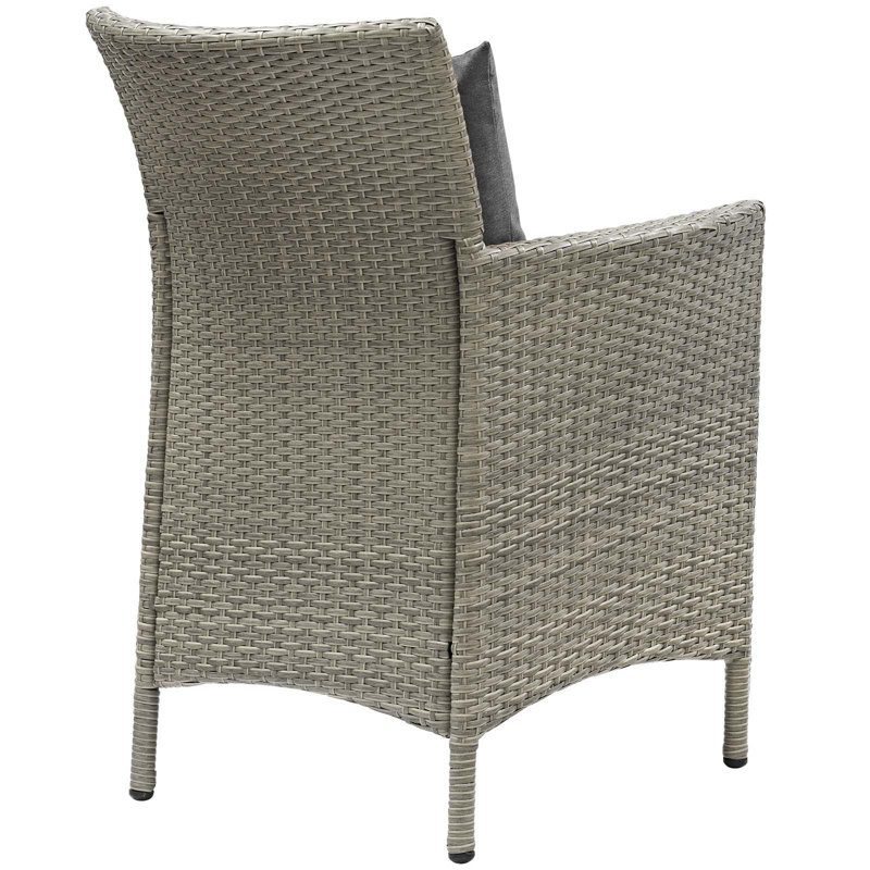 Conduit 49" Light Gray & White Outdoor Wicker Rattan Dining Armchair